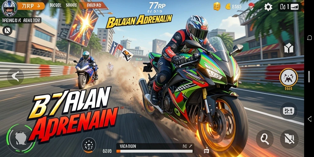 Gambaran gameplay seru balapan motor di 77RP.