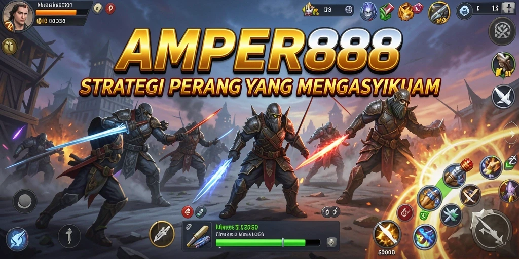 Screenshot AMPER88 menampilkan aksi pertempuran strategi yang intens.