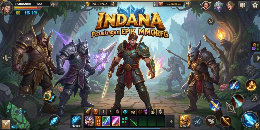 Tampilan gameplay epik INDAAA dengan berbagai karakter dan monster.