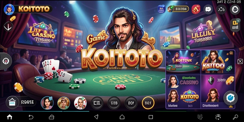 Screenshot KOITOTO menampilkan dealer langsung yang berinteraksi dengan pemain.