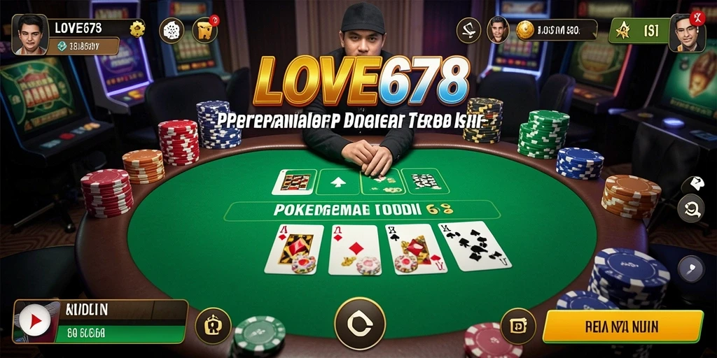 Tampilan screenshot utama LOVE678 menampilkan gameplay Poker yang mendebarkan.