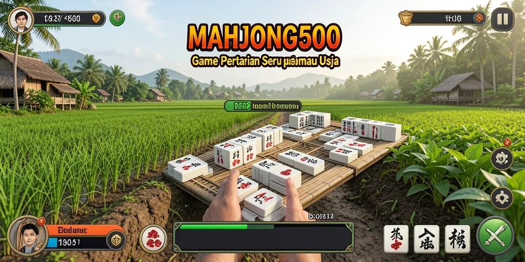 Tampilan menarik dari gameplay pertanian di MAHJONG500.