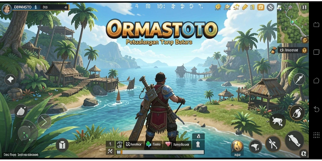 Screenshot gameplay Open World ORMASTOTO menampilkan eksplorasi yang mendalam.