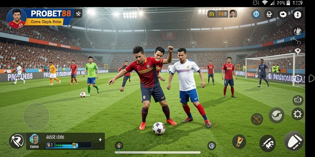 Gameplay PROBET88 yang mendebarkan dengan aksi sepak bola penuh semangat.