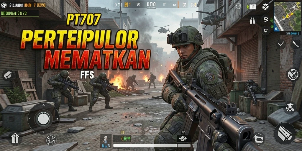 Tampilan gameplay PT707 dengan aksi tembak-menembak yang intens.