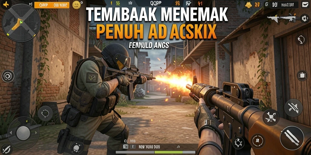 Tangkapan layar gameplay QQRP menampilkan aksi tembak menembak yang mendebarkan.