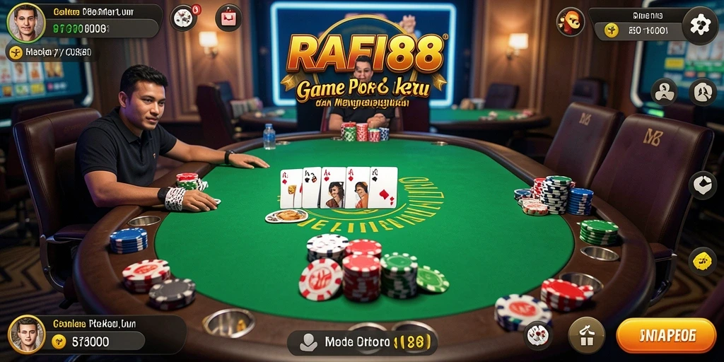 Tampilan gameplay poker di RAFI88 yang seru dan mendebarkan.