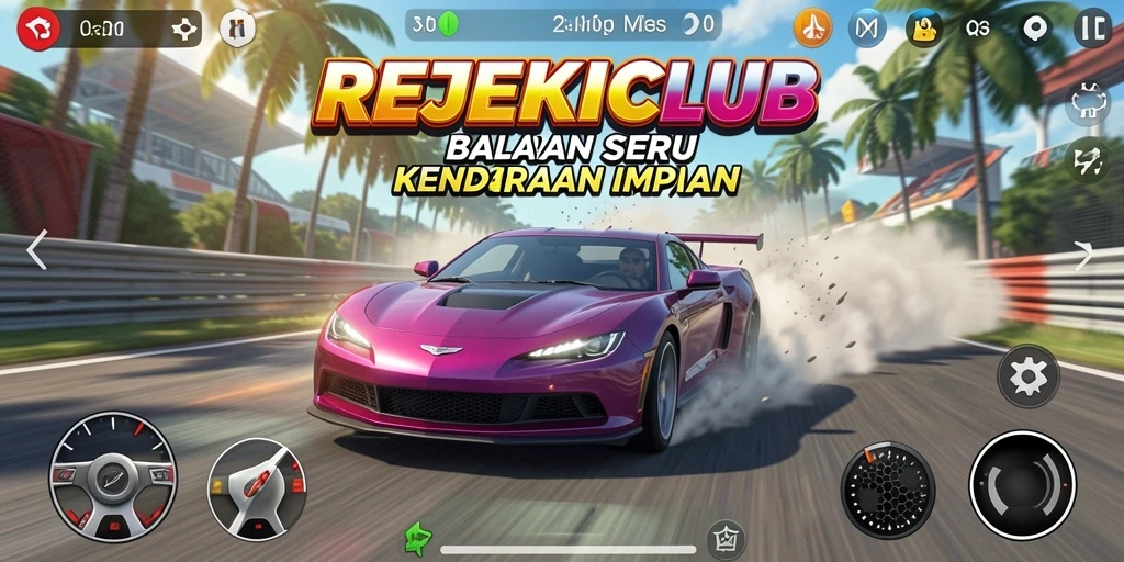Screenshot gameplay seru di REJEKICLUB dengan balapan yang menunjukkan prestasi pemain.