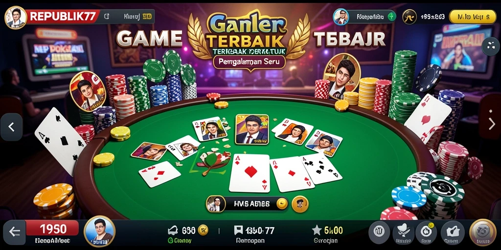 Tampilan gameplay seru REPUBLIK77 dengan aksi Poker yang mendebarkan.