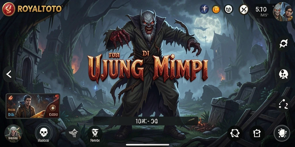 Gambaran gameplay ROYALTOTO dengan suasana horror yang mendebarkan.