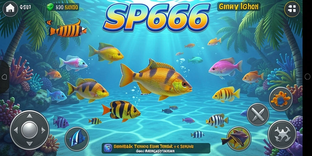 Screenshot gameplay SP666 menampilkan aksi menembak ikan yang seru.