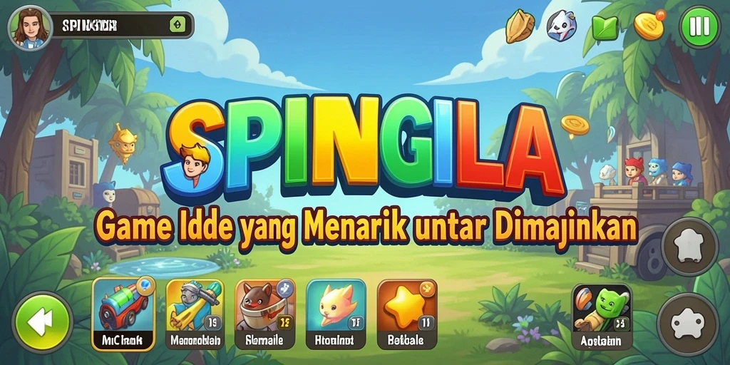 Tampilan gameplay menarik SPINGILA dengan berbagai karakter dan mekanisme idle.